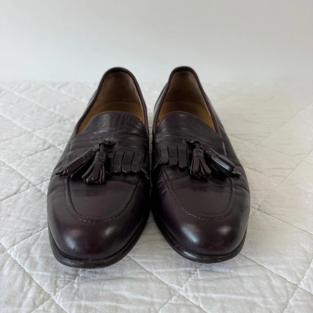 Nordstrom‎ Rolando Mens 10.5 D Burgundy Leather Tassel Kiltie Loafers Italy Flex